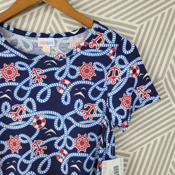 NEW Lularoe Carly NWT Dress Size XXS Short Sleeve Nautical Life Preserver Anchor - Picture 3 of 8